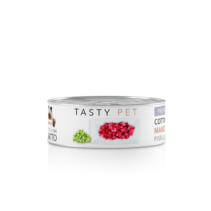 Tasty Pet Confezione di Alimento Completo Umido per Gatti - 5003 Pate' Premium Maiale e Piselli