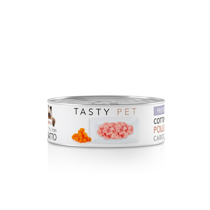 Tasty Pet Confezione di Alimento Completo Umido per Gatti - 5001 Pate' Premium Pollo e Carote